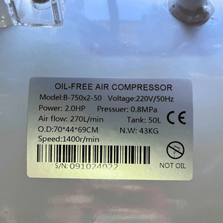 Compresor Libre de Aceite 2HP Dúplex 50L (Uso Clínico) vista 5